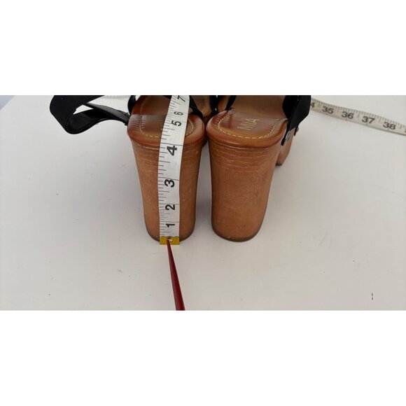 MIA Sandals 10~Fits 9 Chunky Platform Strappy Wooden Heel Retro Boho Cowgirl - Picture 10 of 15